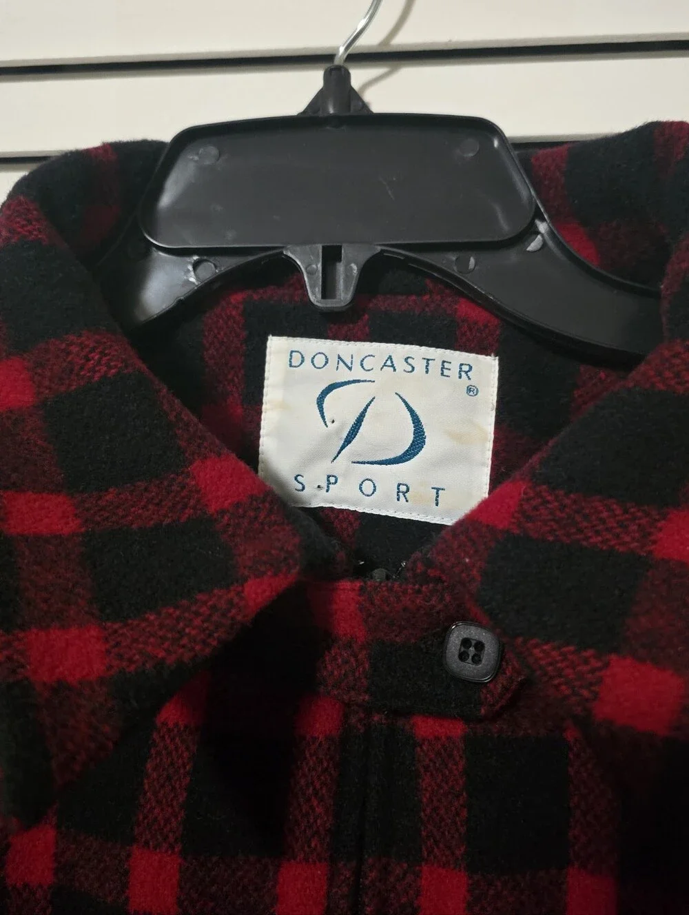 Vintage Women's Wool Doncaster Sport Red Black Buffalo Plaid Zip-Up Jacket 14